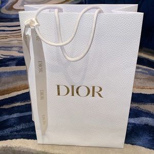 Christian DIOR White Empty Shopping Bag Pebbled with Gold Print & Dior R…